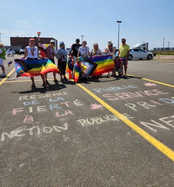 Parade in Moncton with colourful flags